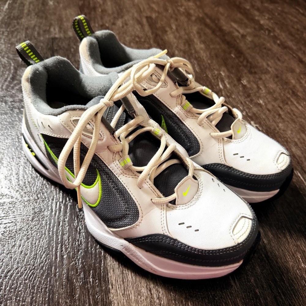 Nike Air Monarch IV Men 10.5 White Grey Volt Chunky Dad Training Shoes Sneaker